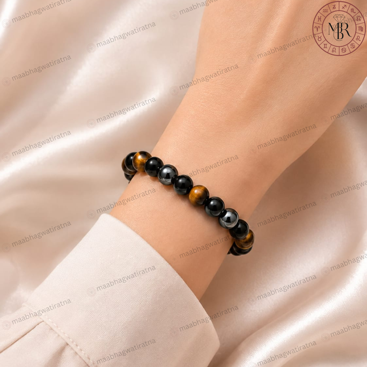 Triple Protection Bracelet – Tiger Eye, Hematite & Black Obsidian