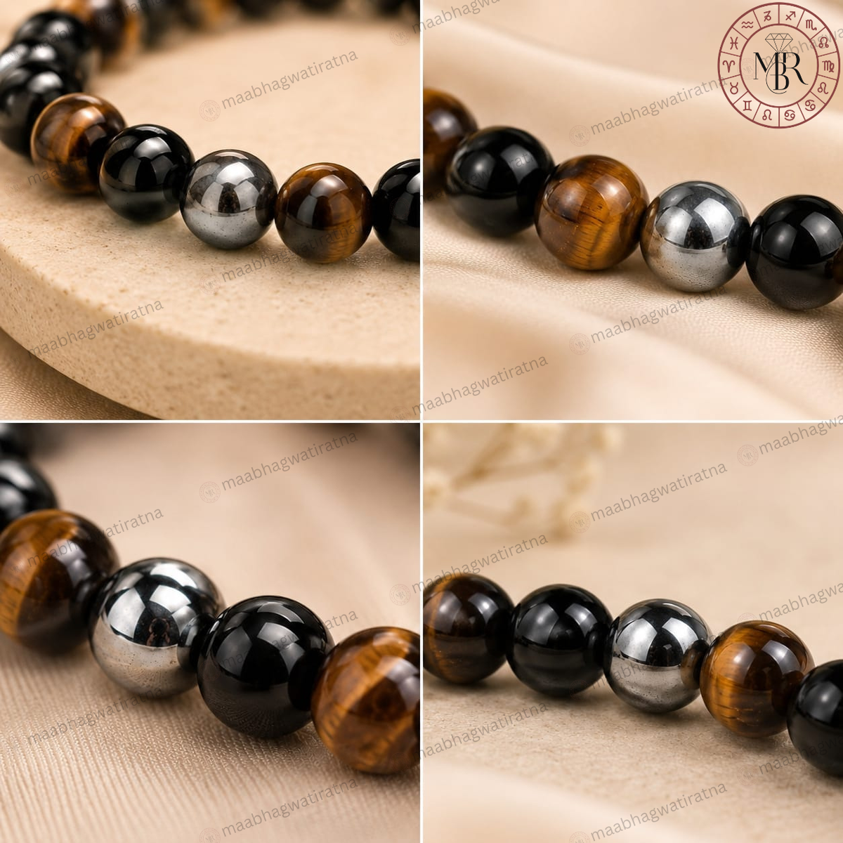 Triple Protection Bracelet – Tiger Eye, Hematite & Black Obsidian