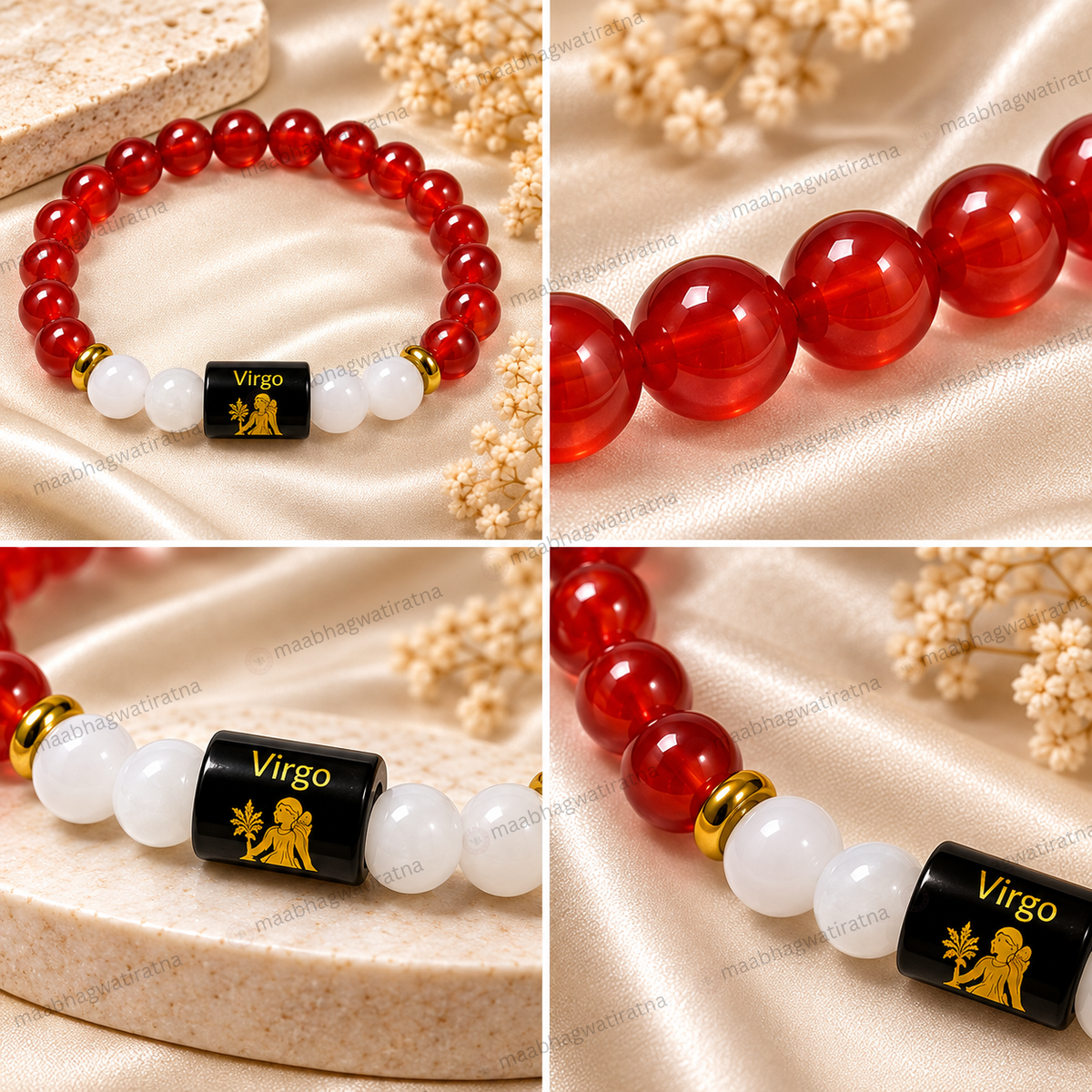 Virgo Rashi Bracelet – Kanya Rashi Red Gemstone & Zodiac Bracelet