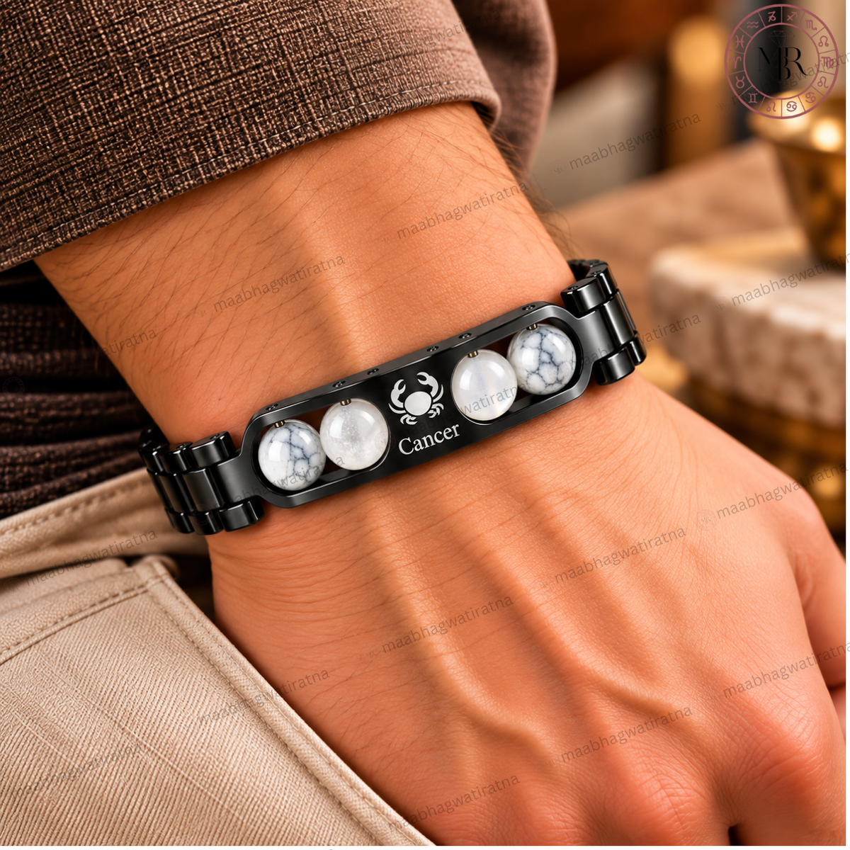 Cancer (कर्क राशि) Metal Zodiac Bracelet for Men & Women