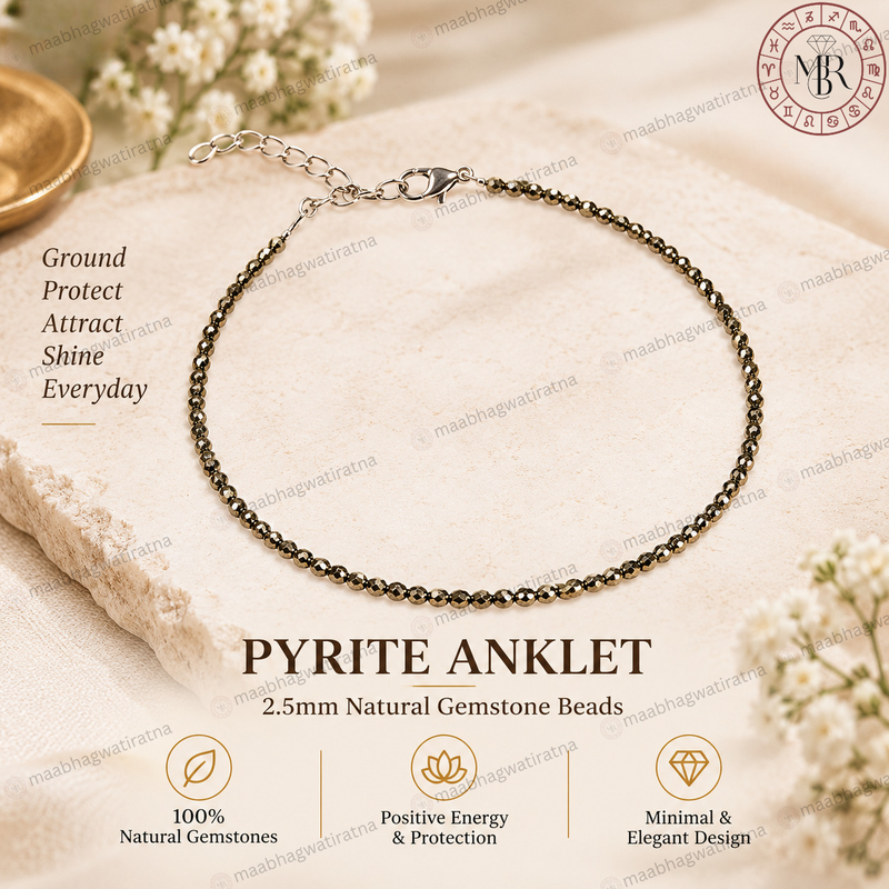 Pyrite Anklet for Women – Wealth & Abundance Inspired Gemstone Jewellery