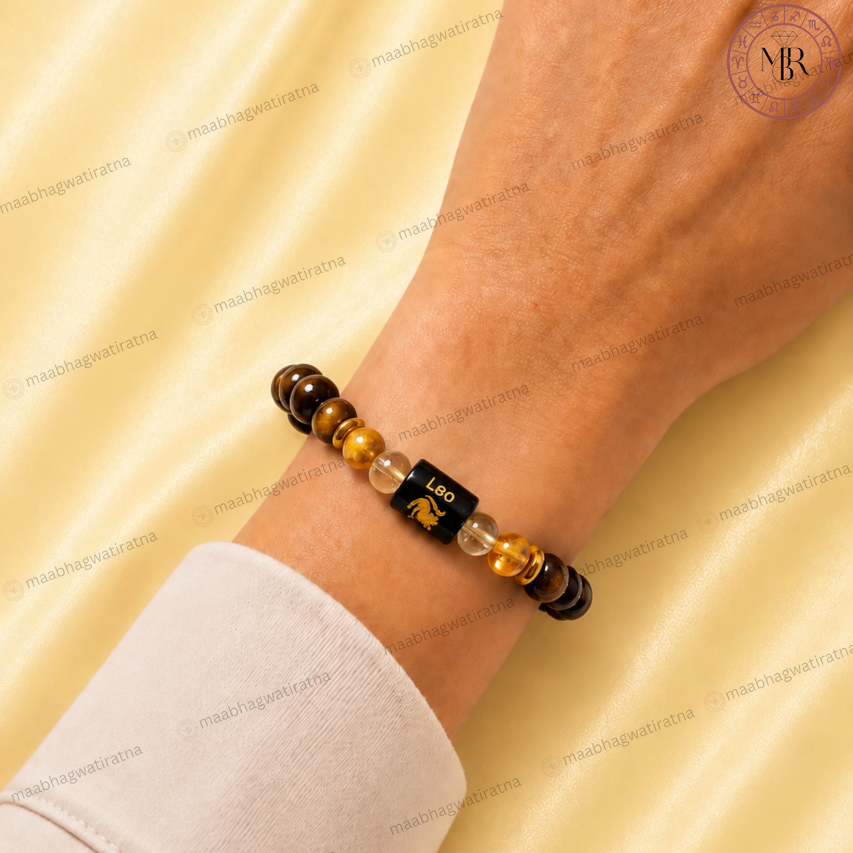 Pisces Rashi Bracelet – Meena Rashi Citrine & Tiger Eye Gemstone Bracelet