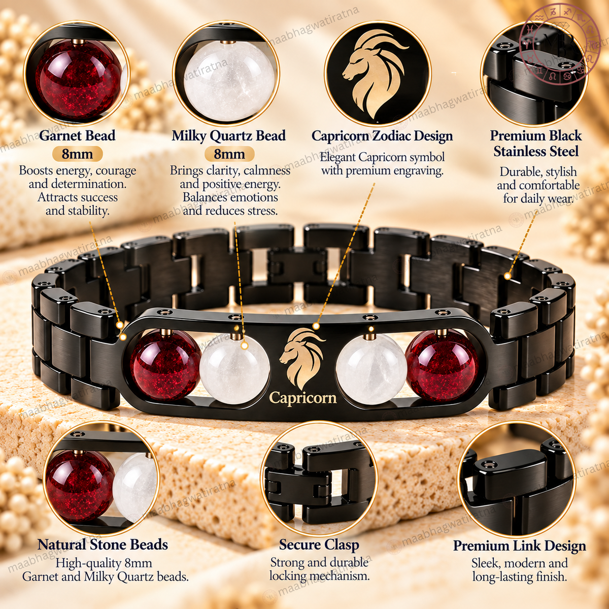 Capricorn (मकर राशि) Metal Zodiac Bracelet for Men & Women