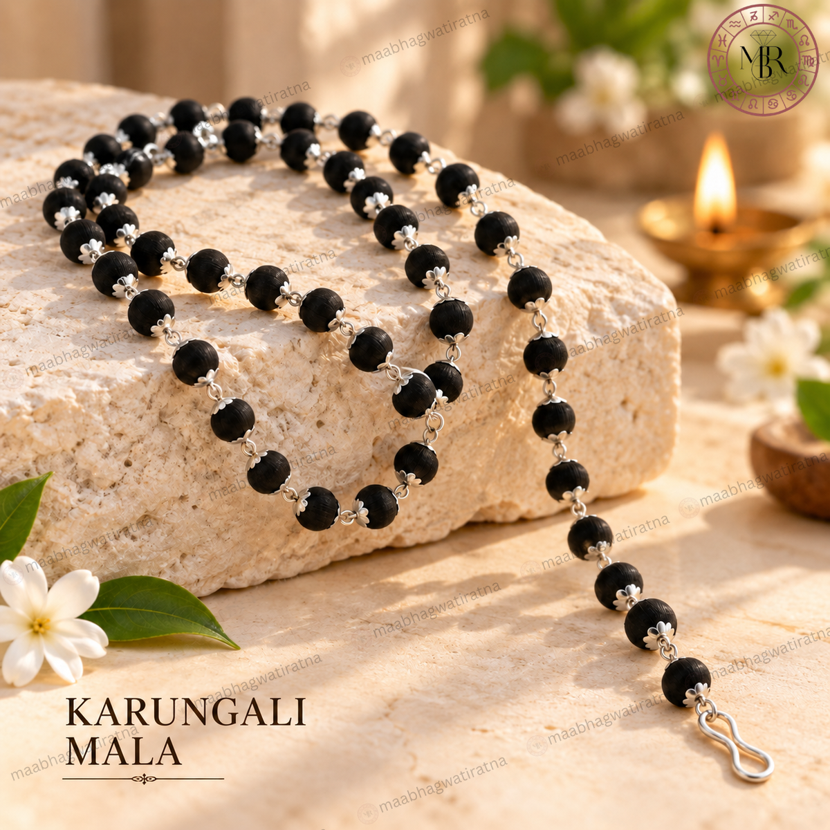 Karungali Shakti Mala – Silver Capping Karungali Mala