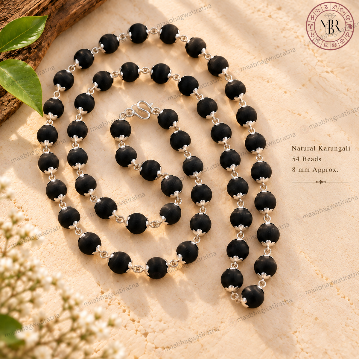 Karungali Shakti Mala – Silver Capping Karungali Mala