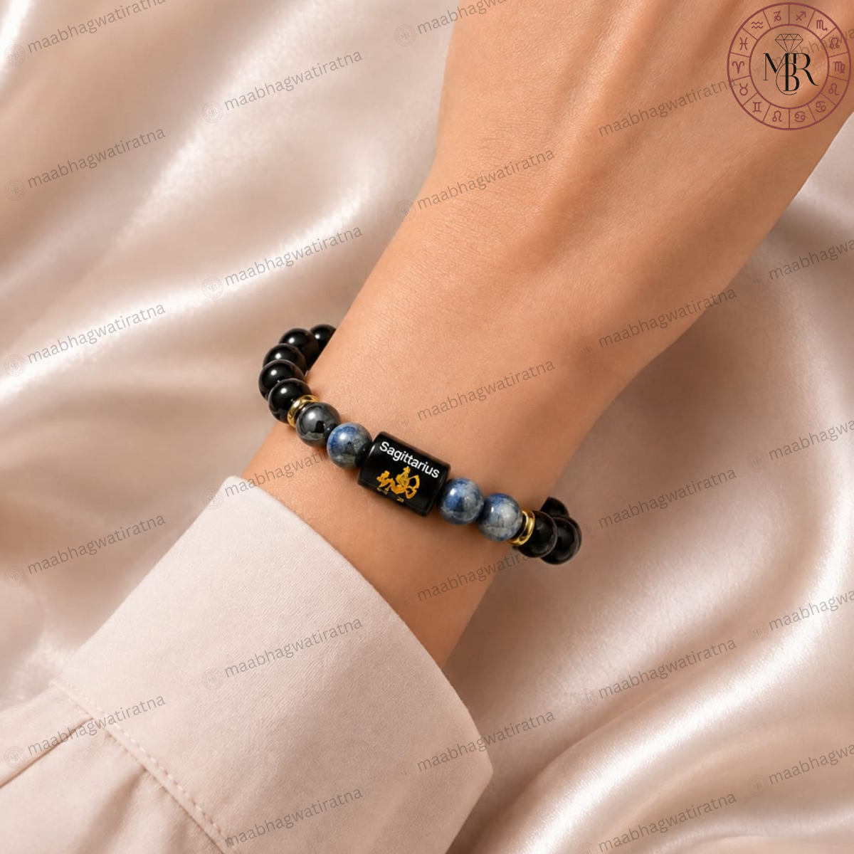 Sagittarius Rashi Bracelet – Dhanu Rashi Black & Blue Gemstone Bracelet
