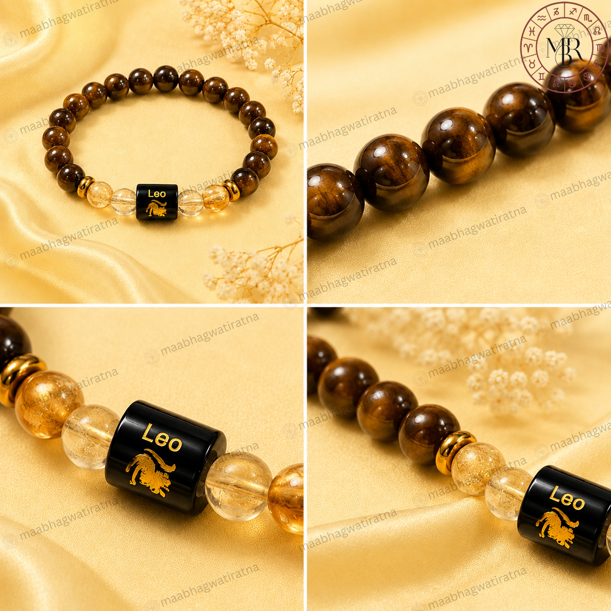Leo Rashi Bracelet – Simha Rashi Tiger Eye, Citrine & Clear Quartz