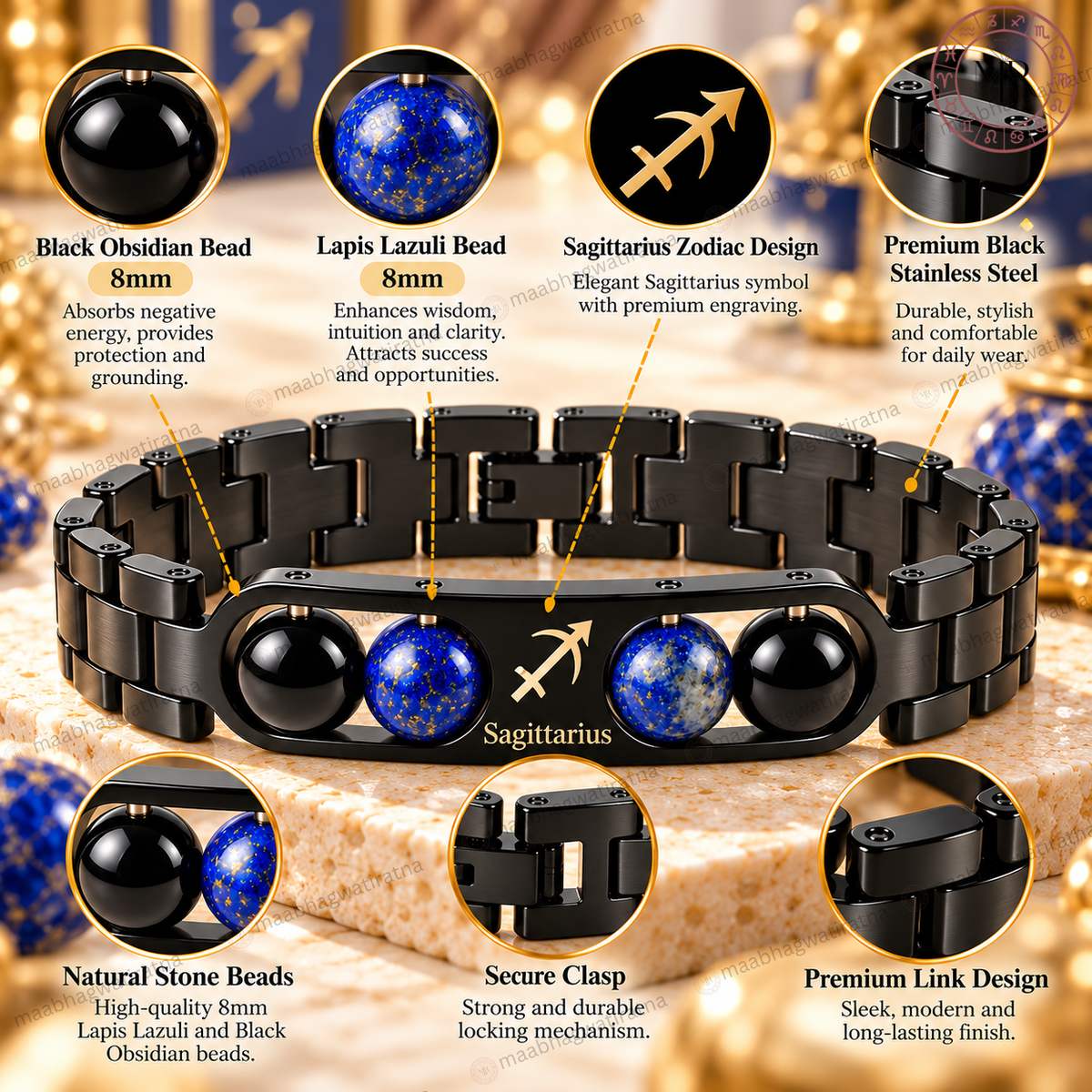 Sagittarius (धनु राशि) Metal Zodiac Bracelet for Men & Women