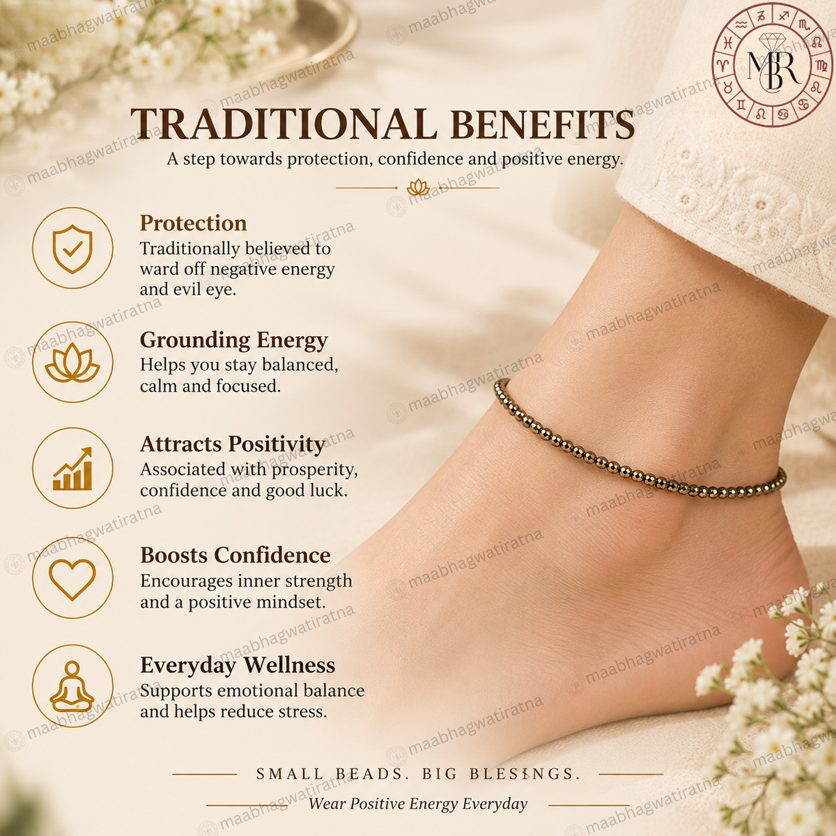 Pyrite Anklet for Women – Wealth & Abundance Inspired Gemstone Jewellery