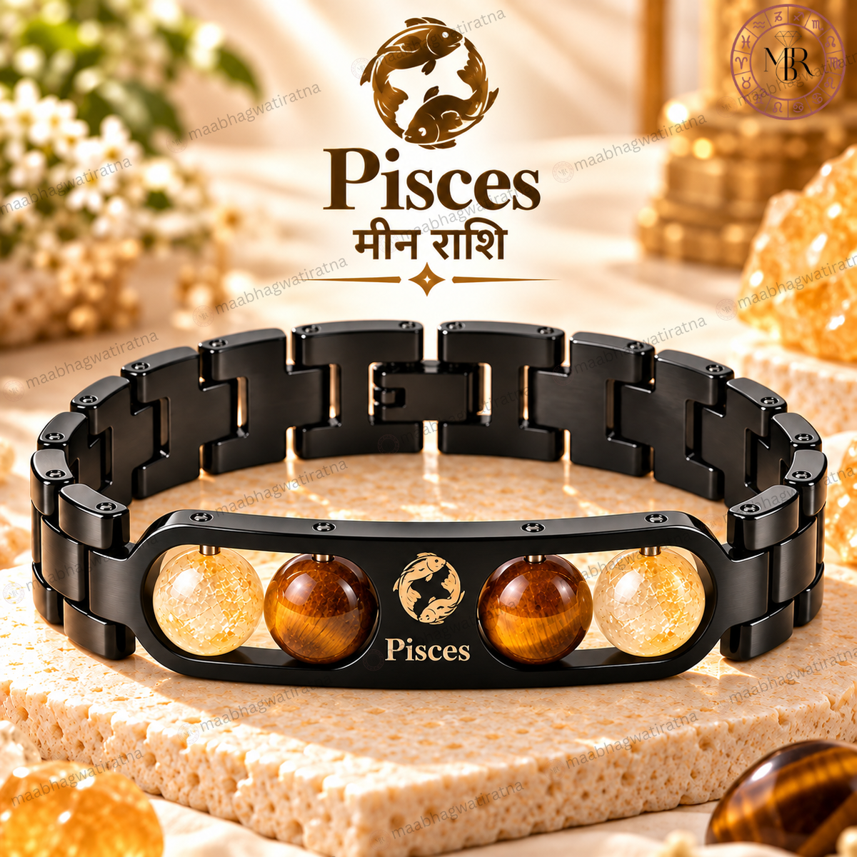 Pisces (मीन राशि) Metal Zodiac Bracelet for Men & Women