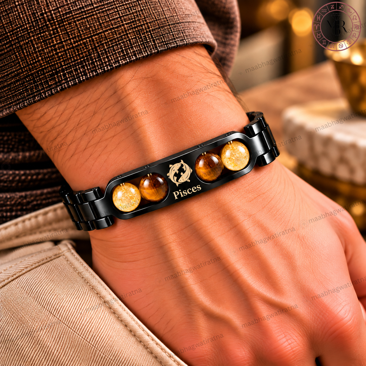 Pisces (मीन राशि) Metal Zodiac Bracelet for Men & Women