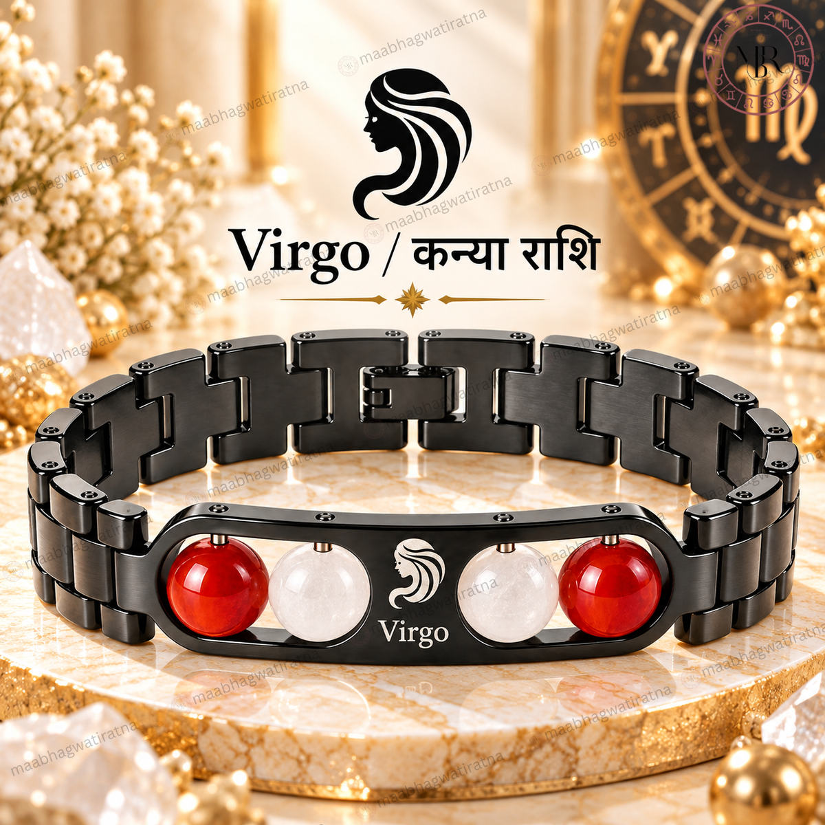 Virgo (कन्या राशि) Metal Zodiac Bracelet for Men & Women
