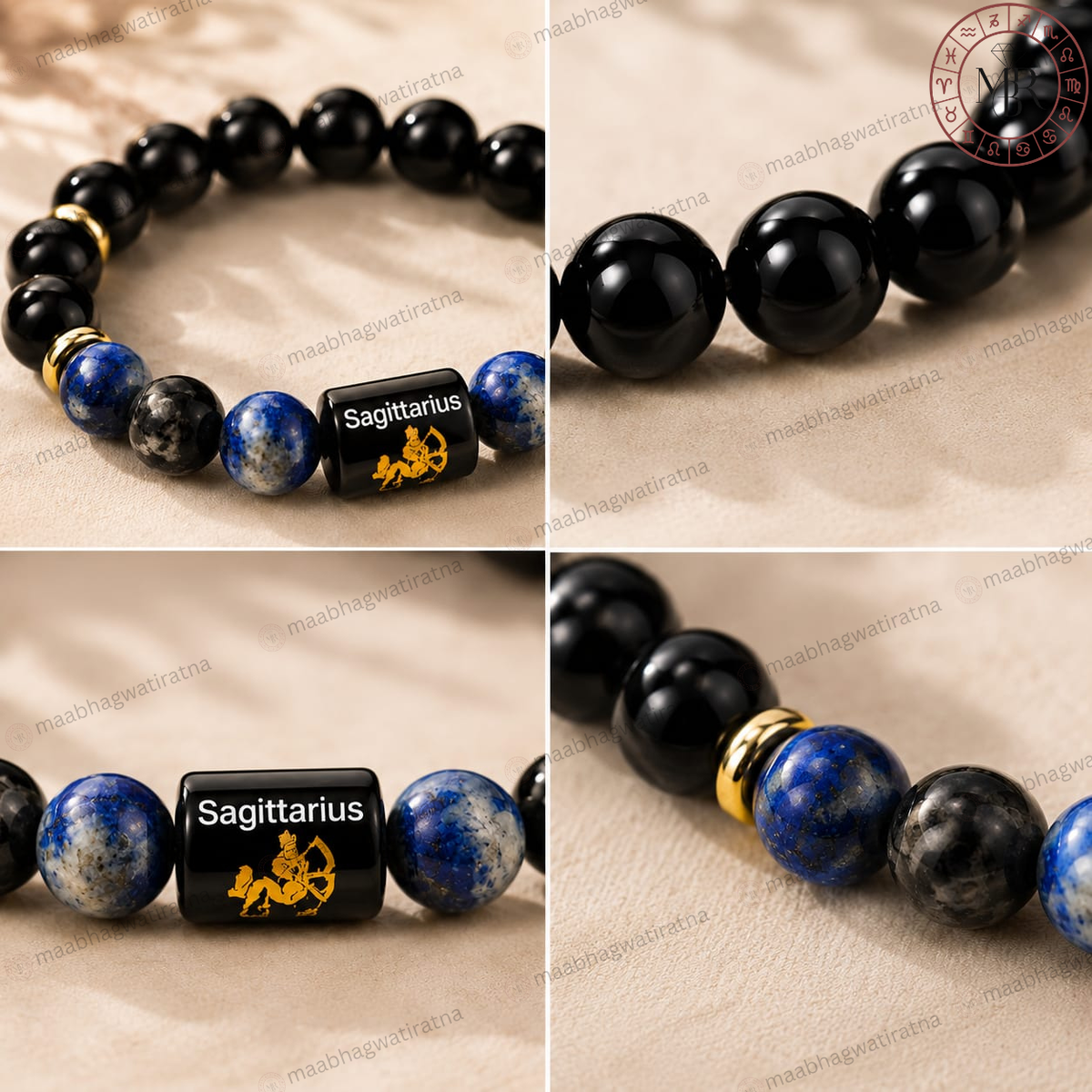 Sagittarius Rashi Bracelet – Dhanu Rashi Black & Blue Gemstone Bracelet