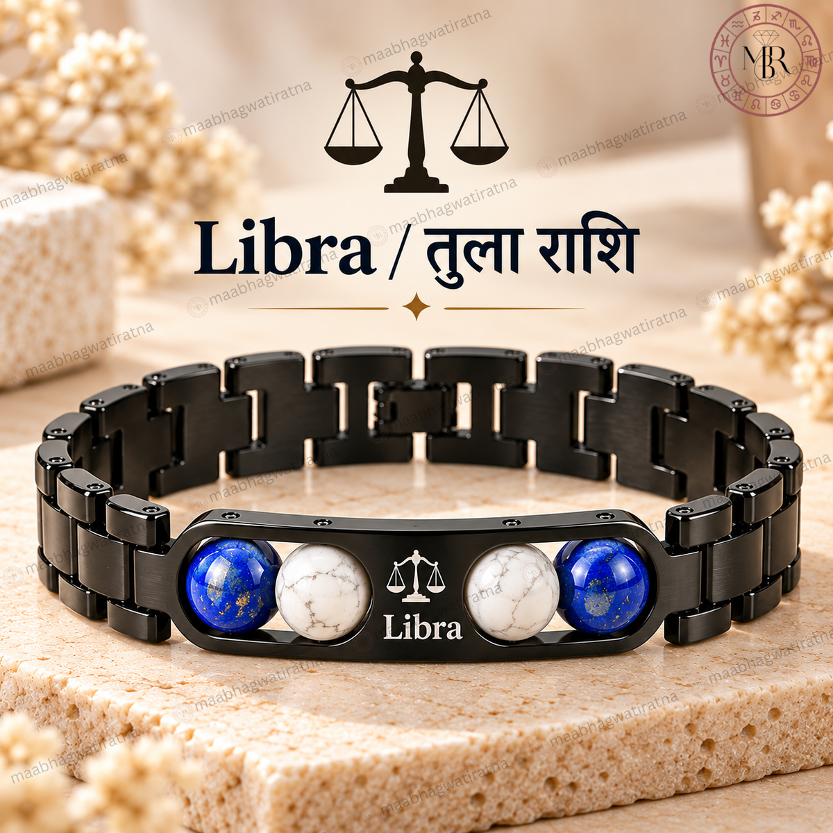 Libra (तुला राशि) Metal Zodiac Bracelet for Men & Women