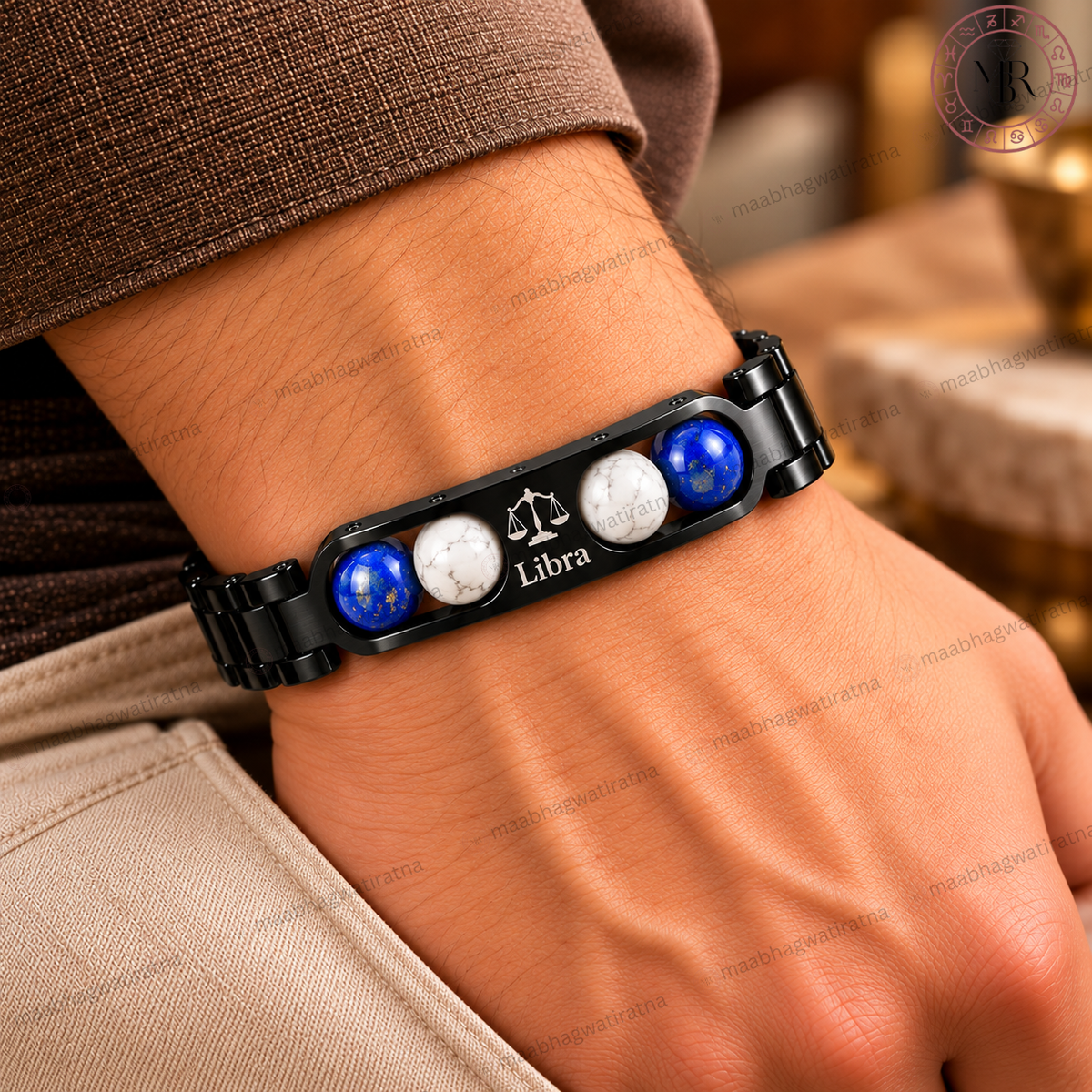 Libra (तुला राशि) Metal Zodiac Bracelet for Men & Women