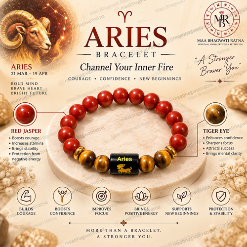 Aries Rashi Bracelet – Mesha Rashi Red Carnelian & Tiger Eye Gemstone Bracelet