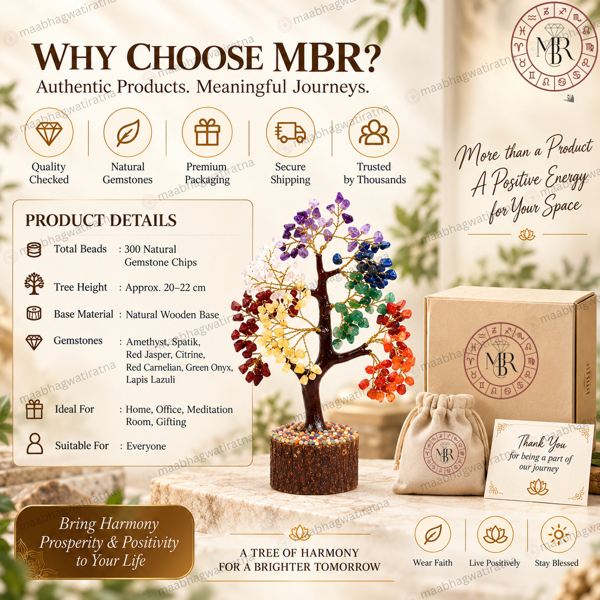 7 Chakra Healing Tree – Amethyst, Citrine & 7 Chakra Gemstone Tree for Home & Office
