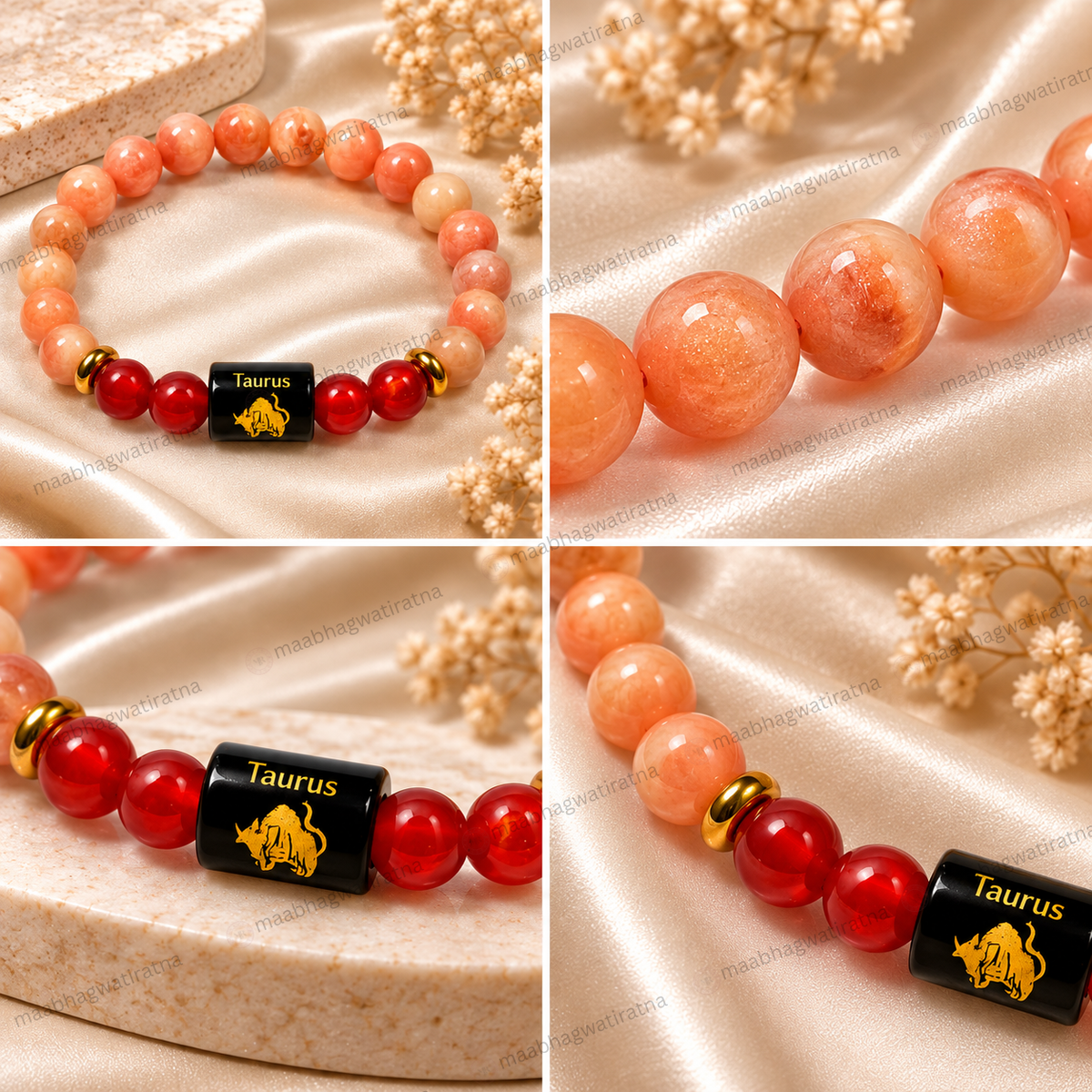 Taurus Rashi Bracelet – Vrishabha Rashi Carnelian & Gemstone Bracelet
