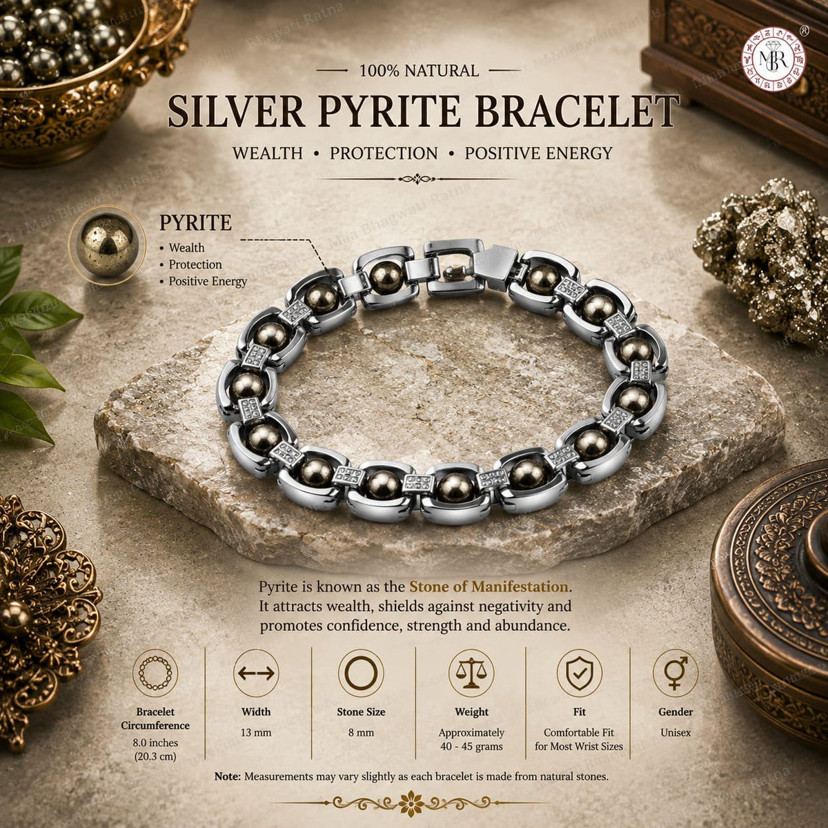 Silver Pyrite Bracelet