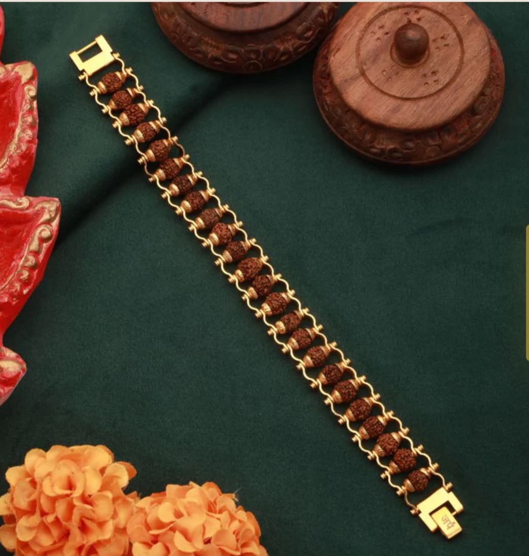 Gold Plated Modern Rudraksha Bracelet